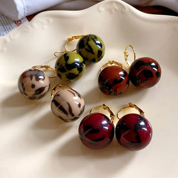 DAIIIBABYYY  -  Resin Leopard Print Ear Buckle Retro Earrings Wholesale for Women
